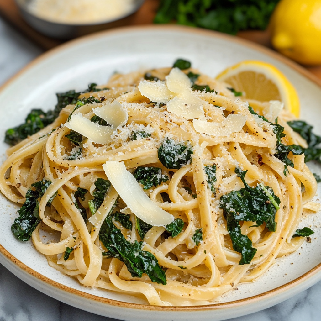 Vegan Lemon Garlic Pasta with Kale