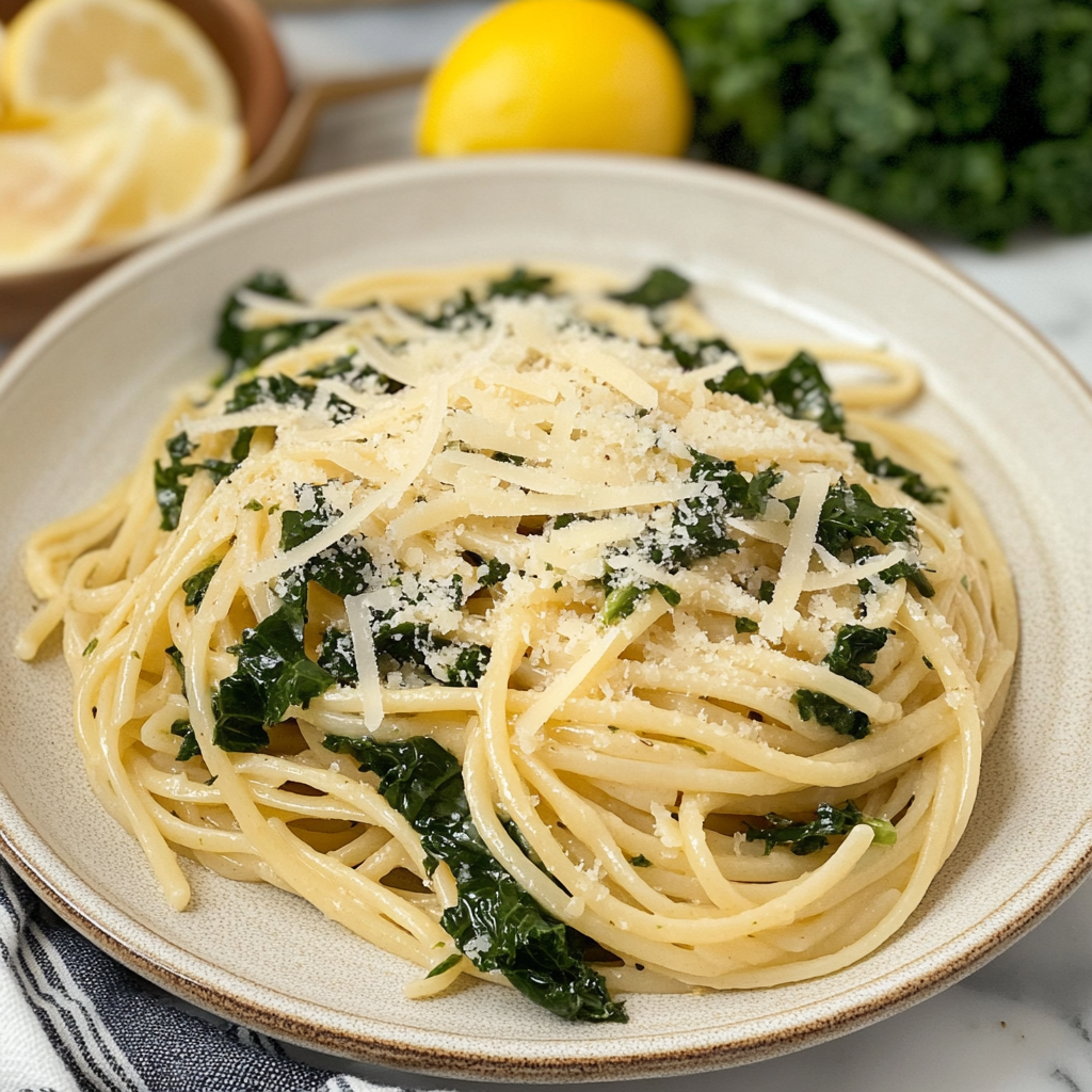Vegan Lemon Garlic Pasta with Kale
