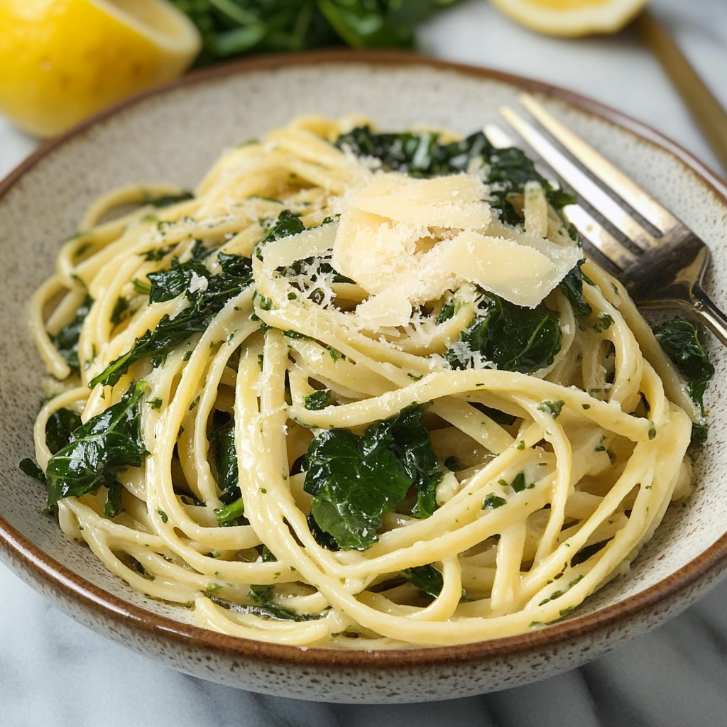 Vegan Lemon Garlic Pasta with Kale