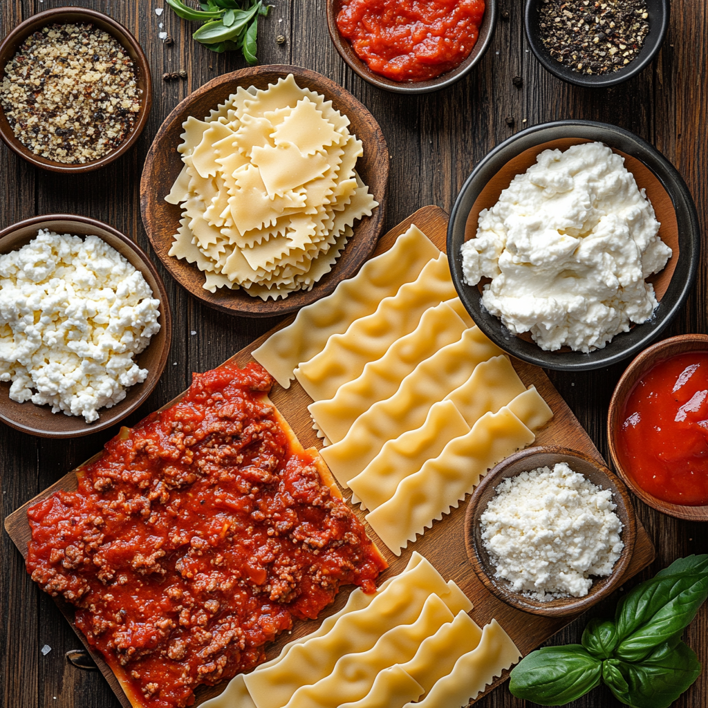 Classic Easy Meat Lasagna ingredients