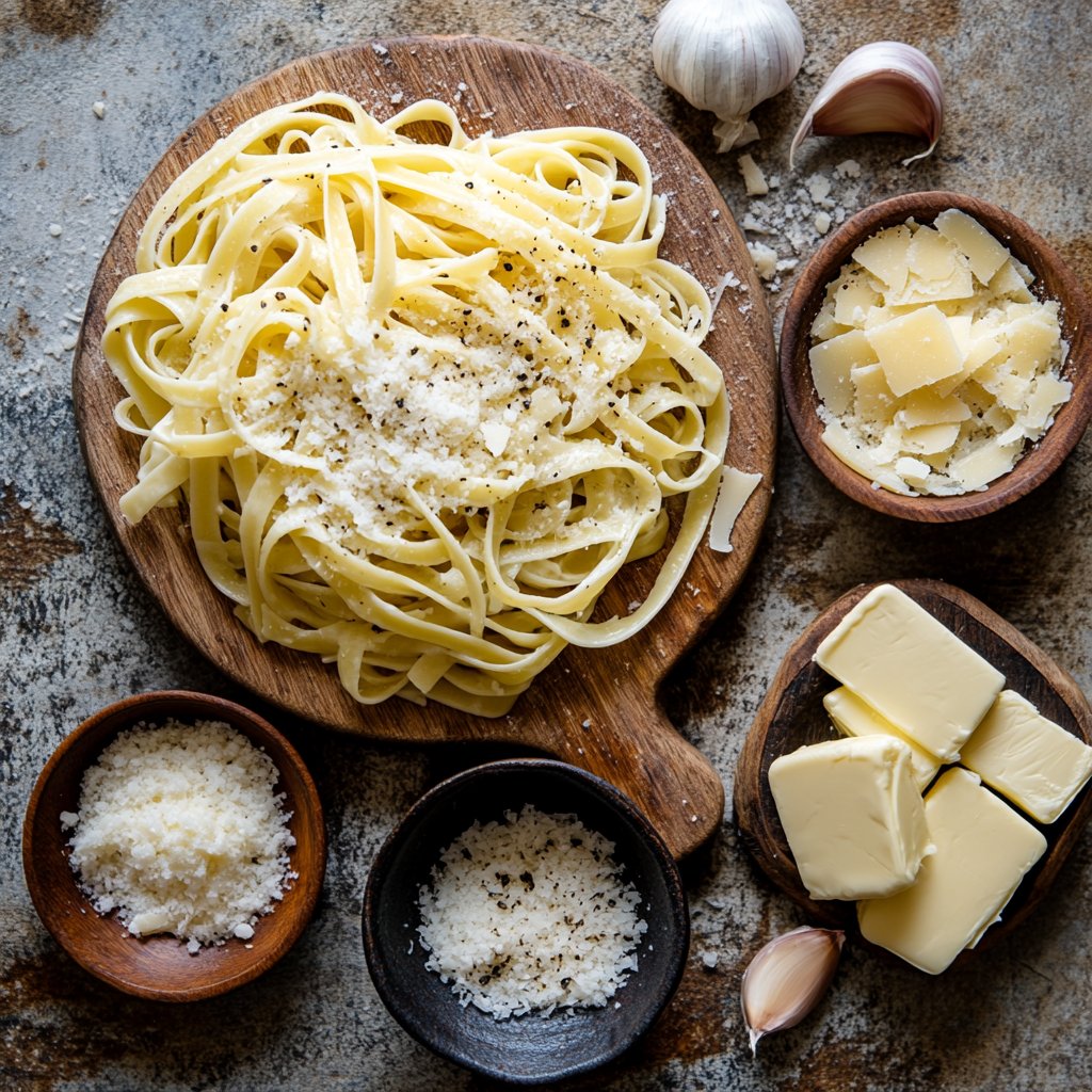 Creamy Weeknight Alfredo Pasta ingredients