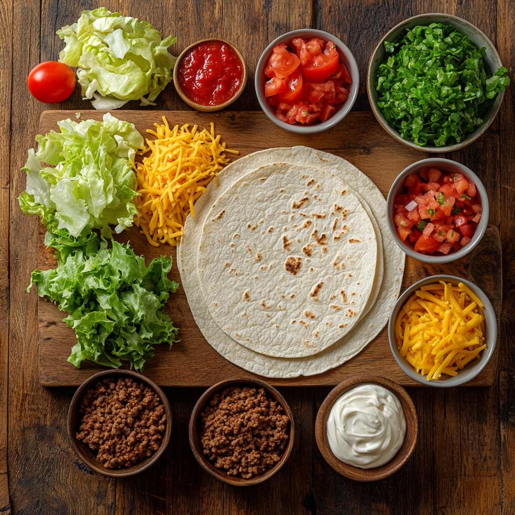 Homemade Crunchwrap ingredients