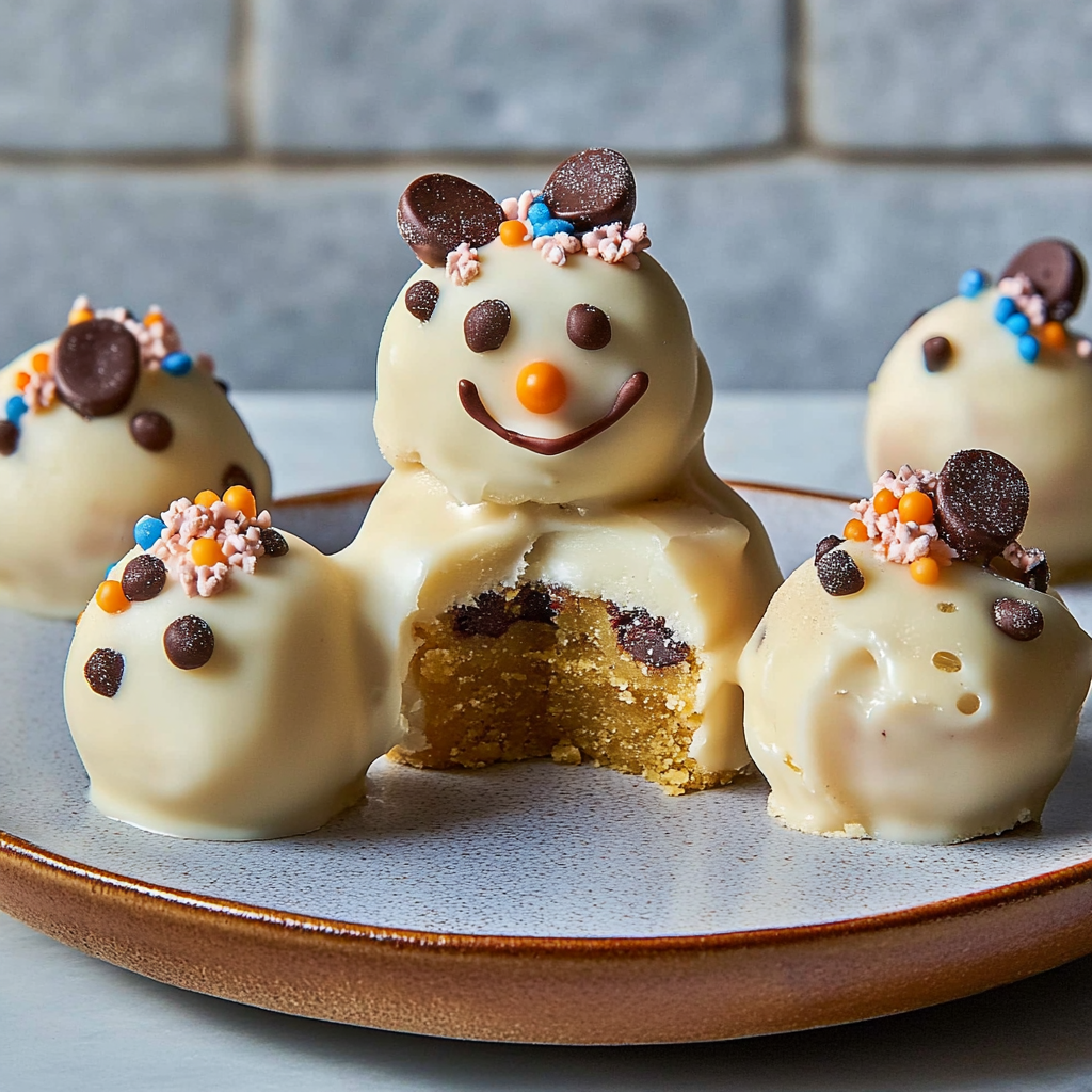 Melted Snowman Cookie Dough Bites