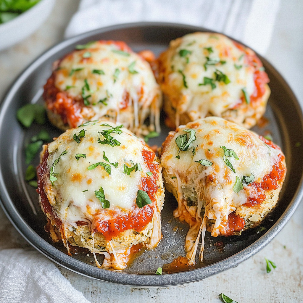 Mozzarella Stuffed Chicken Parm Meatloaf Muffins