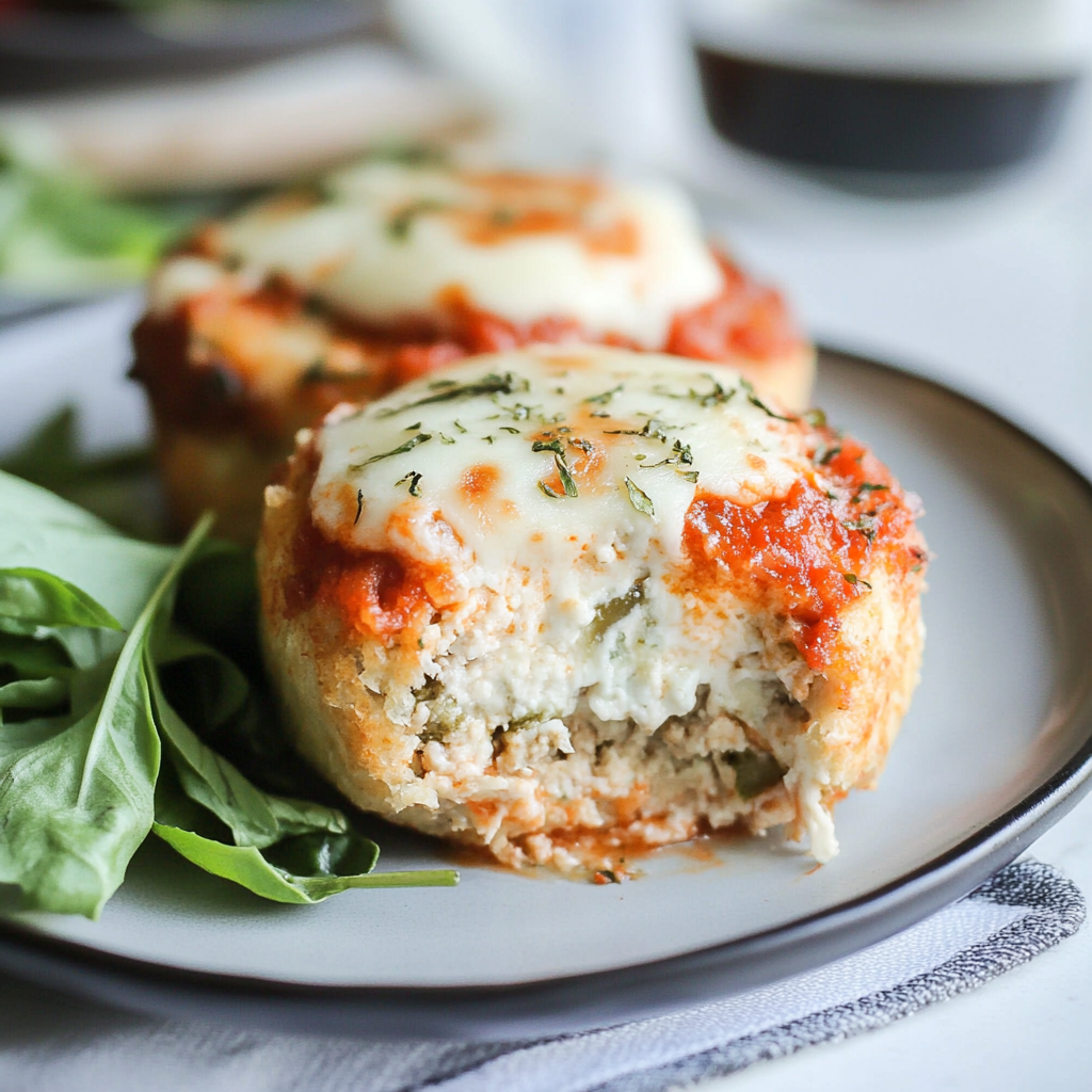 Mozzarella Stuffed Chicken Parm Meatloaf Muffins