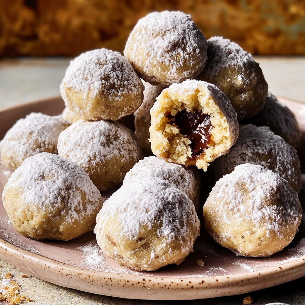 Nutella-Stuffed Snowball Cookies