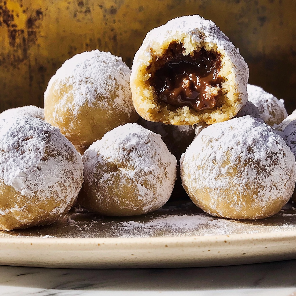 Nutella-Stuffed Snowball Cookies