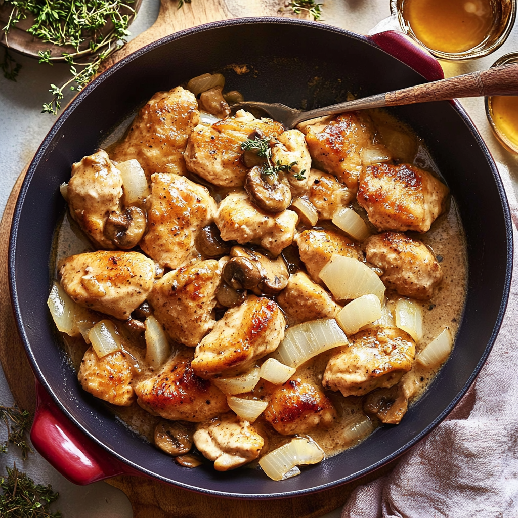 One Pan French Onion Chicken & Mushrooms