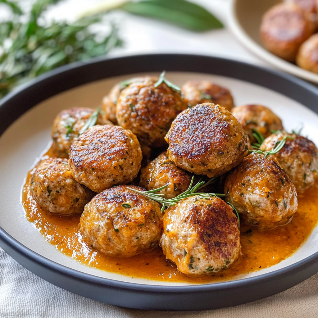 Turkey Meatballs in Pumpkin Sage Sauce