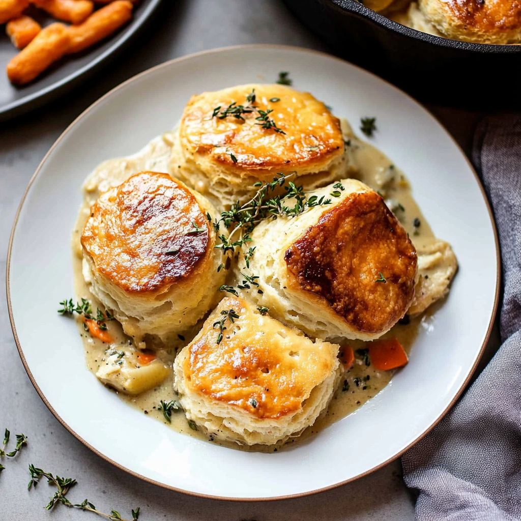 chicken pot pie with biscuits