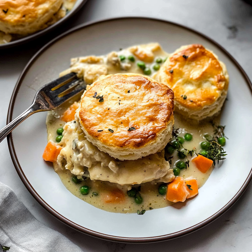 chicken pot pie with biscuits