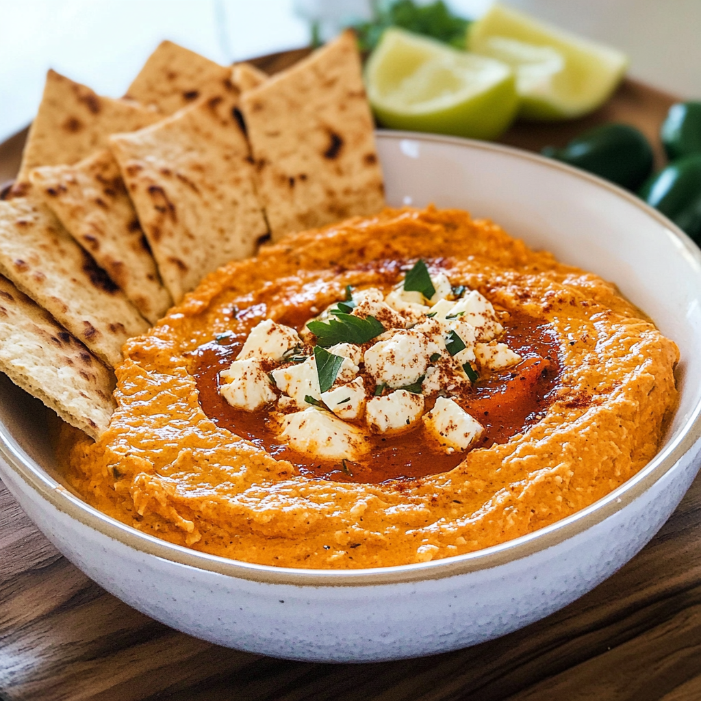 Spicy Roasted Red Pepper Feta Dip