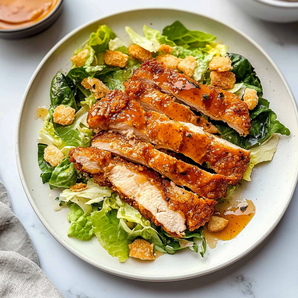 Crispy Hot Honey Chicken Caesar Salad