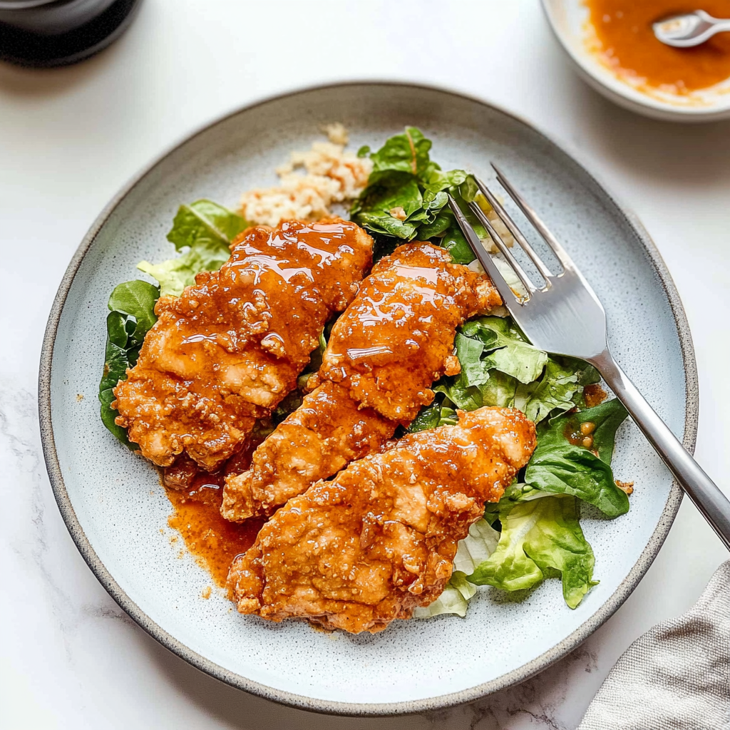 Crispy Hot Honey Chicken Caesar Salad