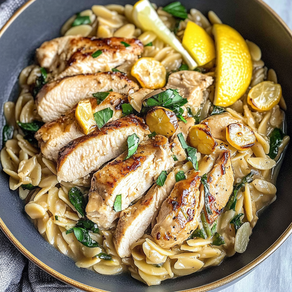 Lemon Chicken & Veggie Orzo Stir Fry