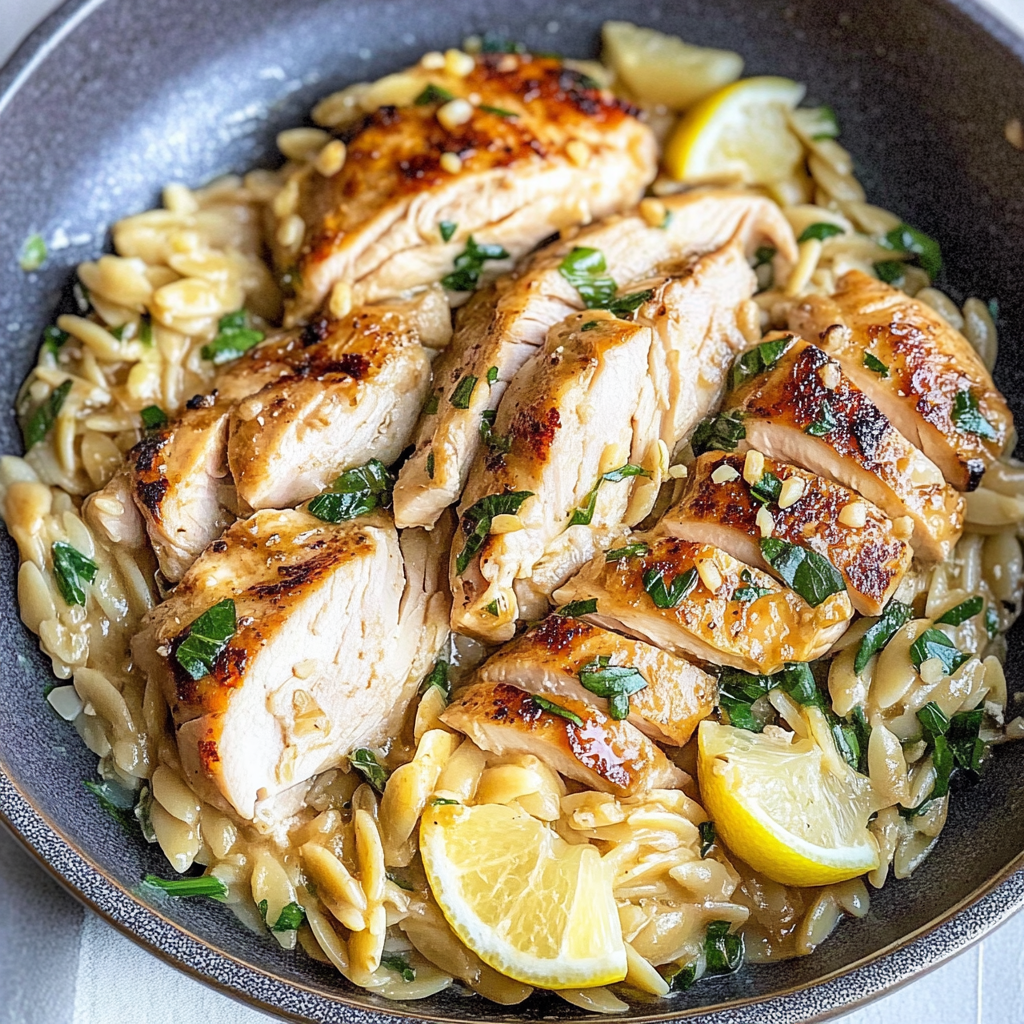 Lemon Chicken & Veggie Orzo Stir Fry