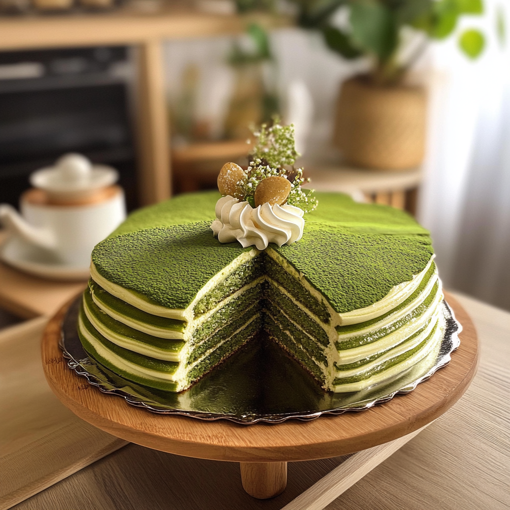 Matcha Mille Crepe Cake