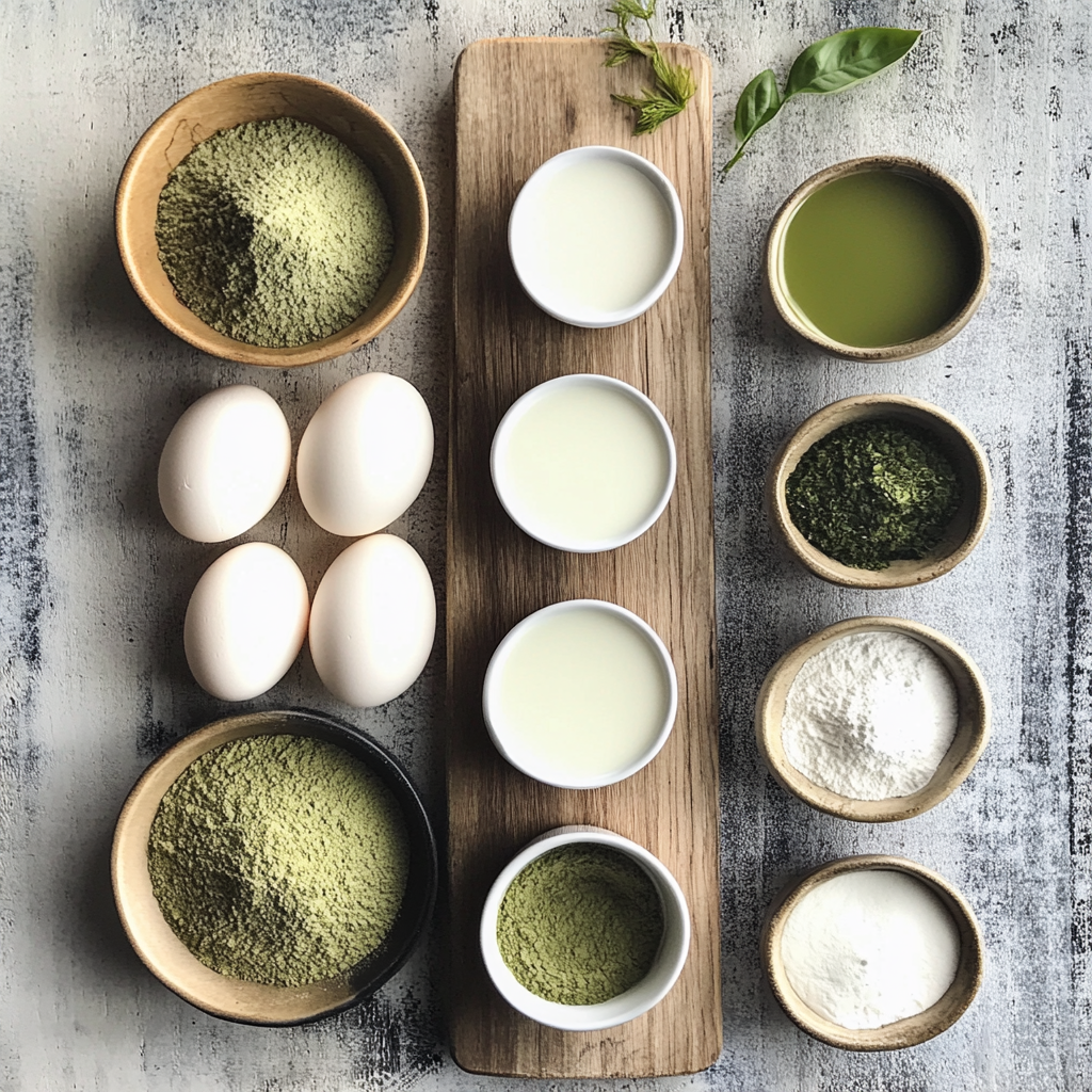 Matcha Mille Crepe Cake ingredients