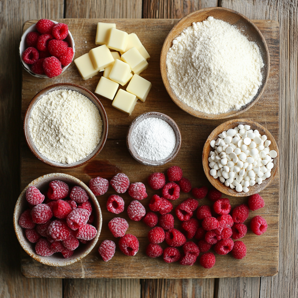 Raspberry and White Chocolate Shortbread Cookies ingredients