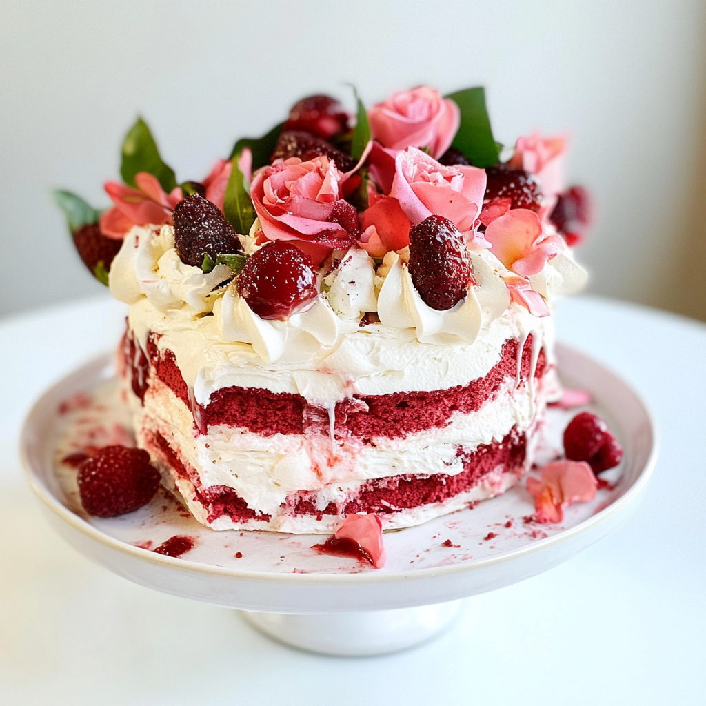 Red Velvet Rose Pavlova