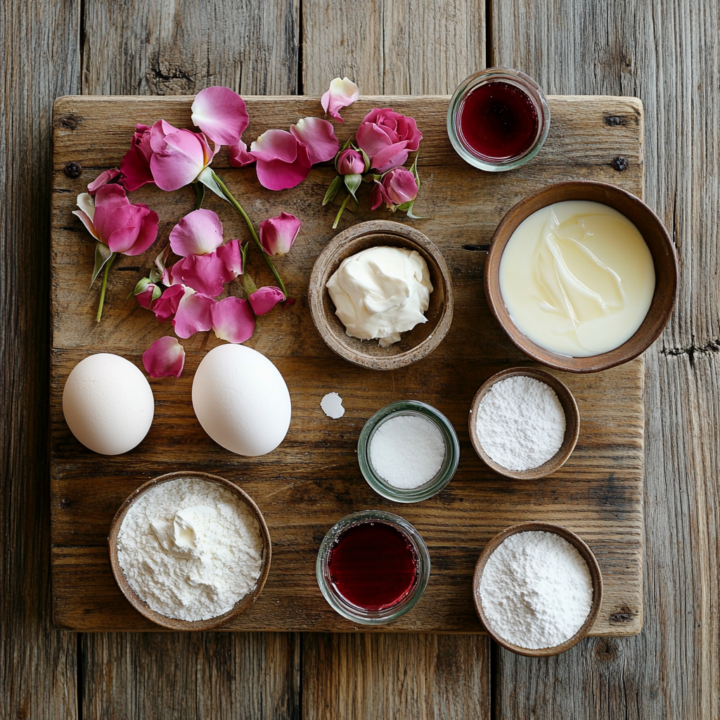 Red Velvet Rose Pavlova ingredients