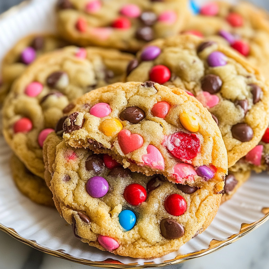 Valentine’s Day M&M Cookies