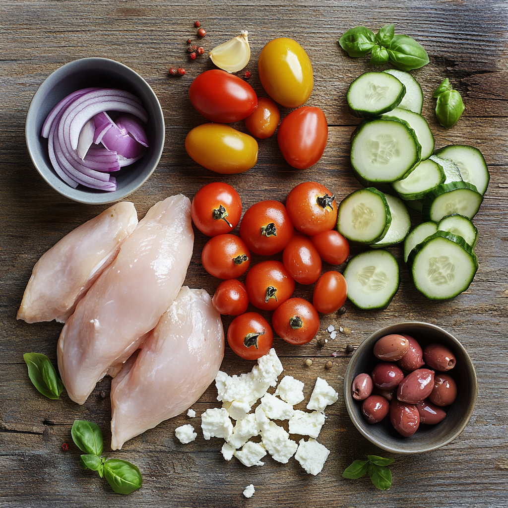 Crunchy Grilled Chicken Greek Salad with Roasted Potatoes