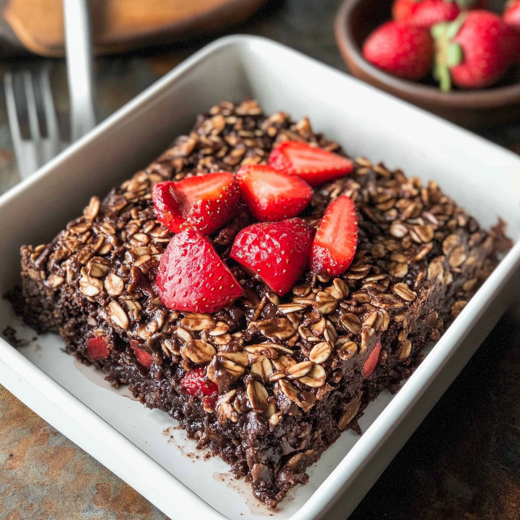 One-Bowl Chocolate Strawberry Baked Oatmeal