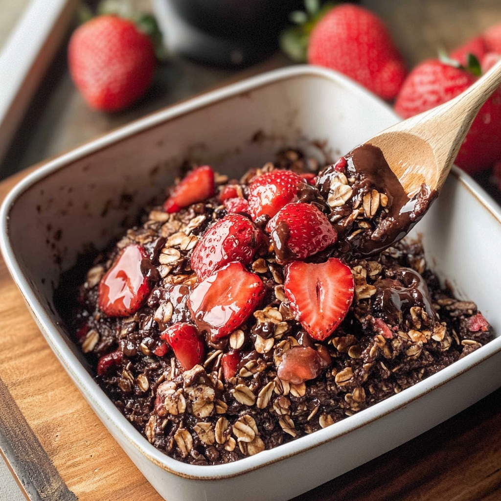 One-Bowl Chocolate Strawberry Baked Oatmeal