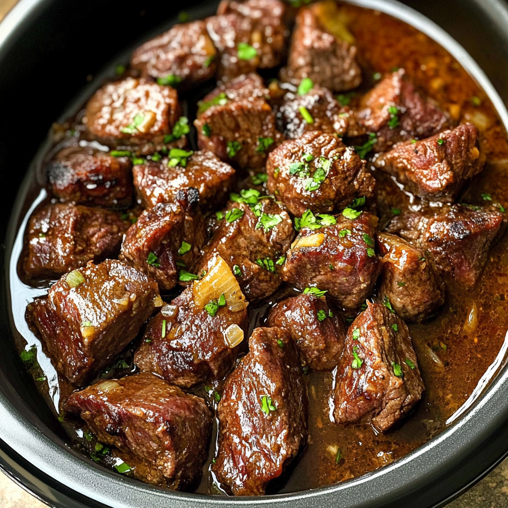 Slow Cooker Garlic Butter Steak Bites
