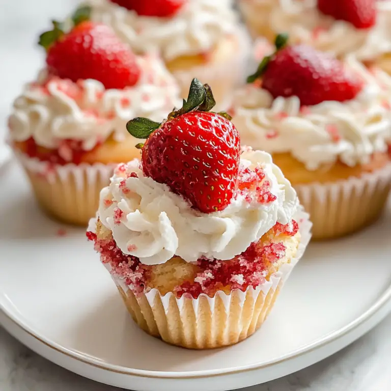 Strawberry Crunch Cupcakes with Strawberry Filling