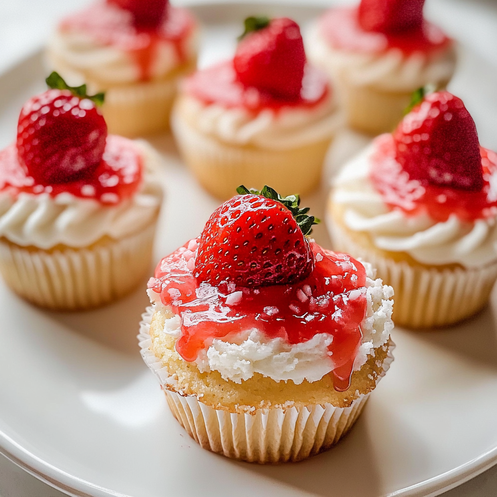 Strawberry Crunch Cupcakes with Strawberry Filling