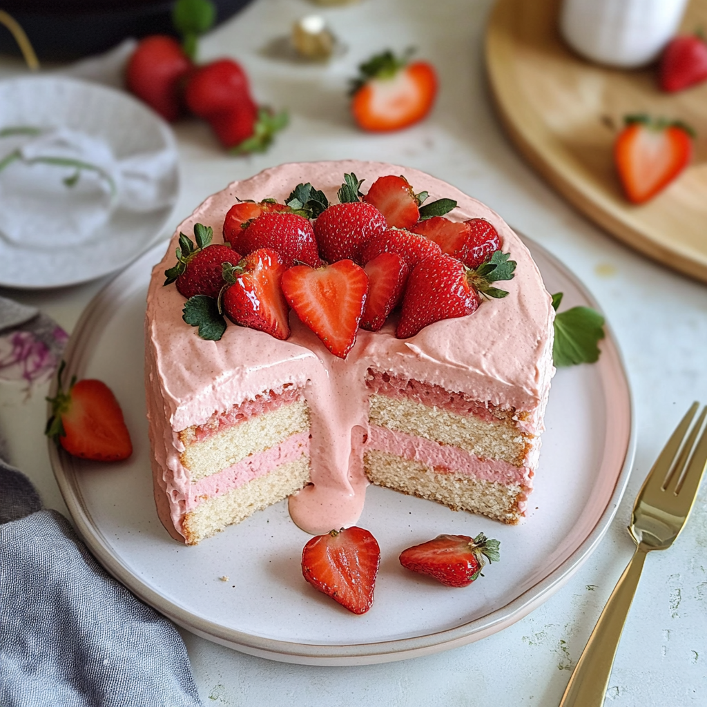 Strawberry Heart Cake