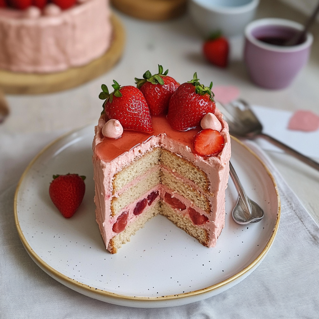 Strawberry Heart Cake