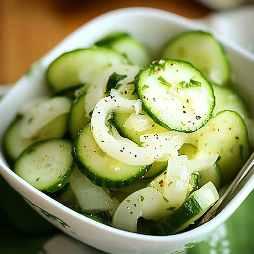 cucumbers and onions in vinegar