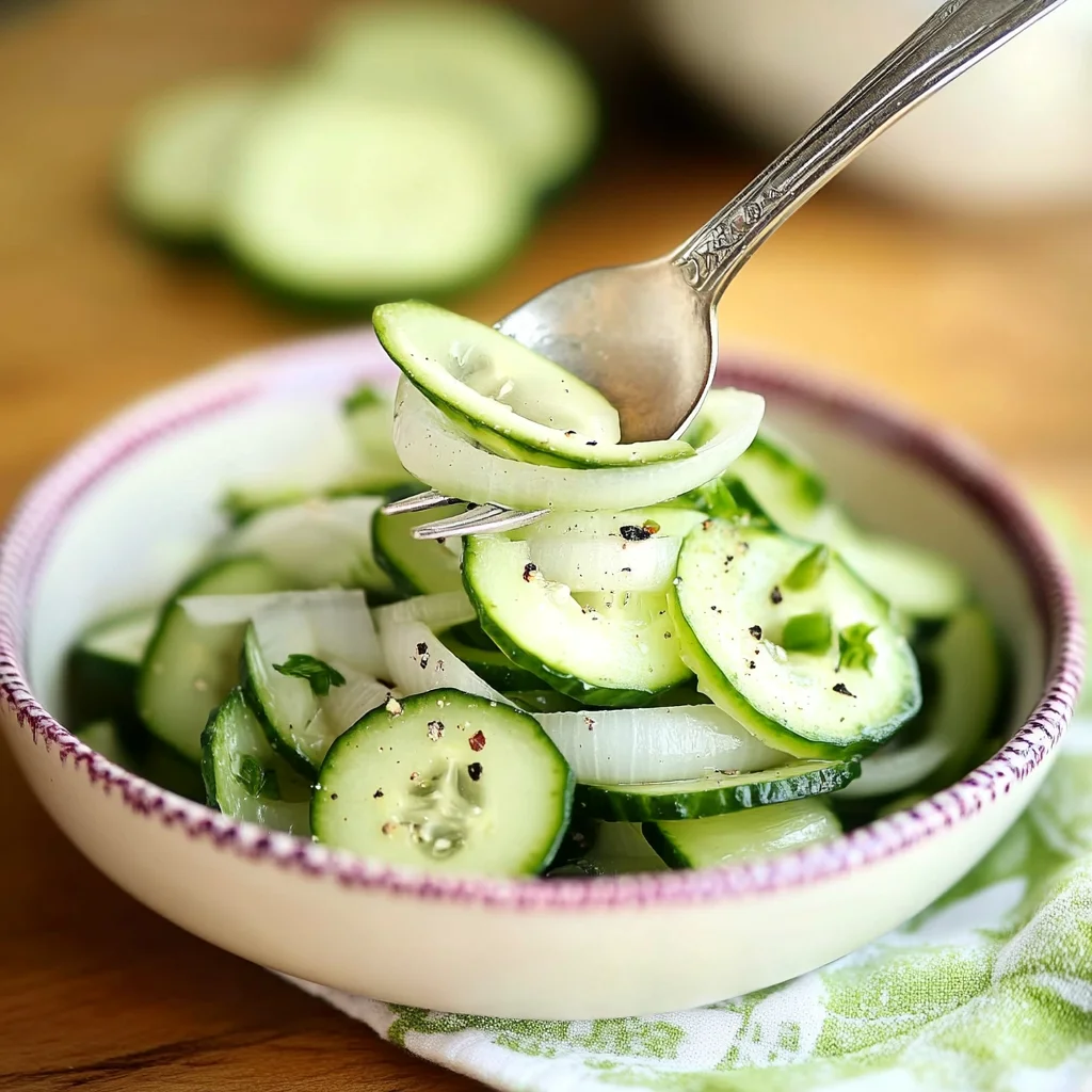 cucumbers and onions in vinegar